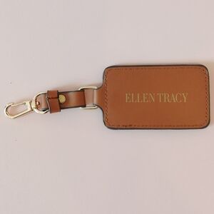 Ellen Tracy Luggage Tag Keychain with Gold Clasp. Brand New